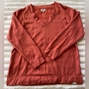 Orvis V-Neck Oversized Sweatshirt in Warm Rust!